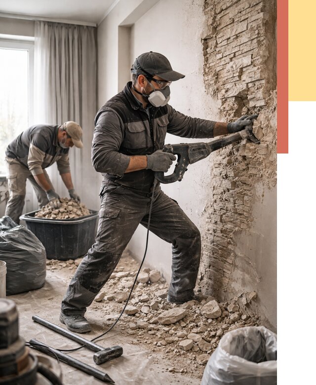 Демонтаж декоративного камня в Котельниках от 1540 руб/м² — быстро и недорого | ОТДЕЛОЧНИК-Ктн