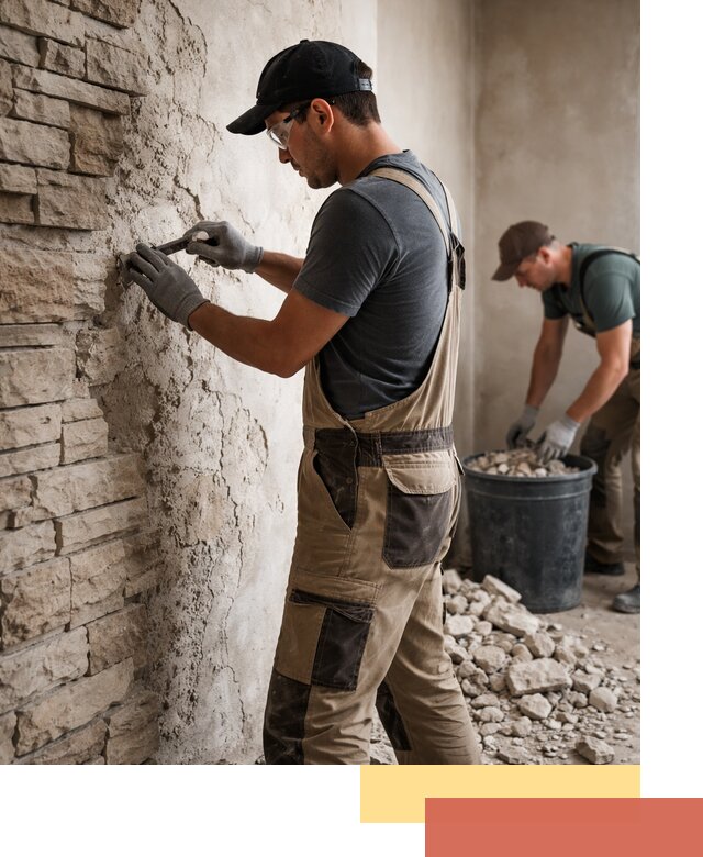 Демонтаж декоративного камня в Котельниках профессионально и безопасно