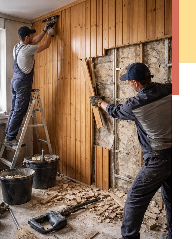 Демонтаж вагонки со стен в Котельниках от 1540 руб. — снятие, удаление, срочно | ОТДЕЛОЧНИК-Ктн