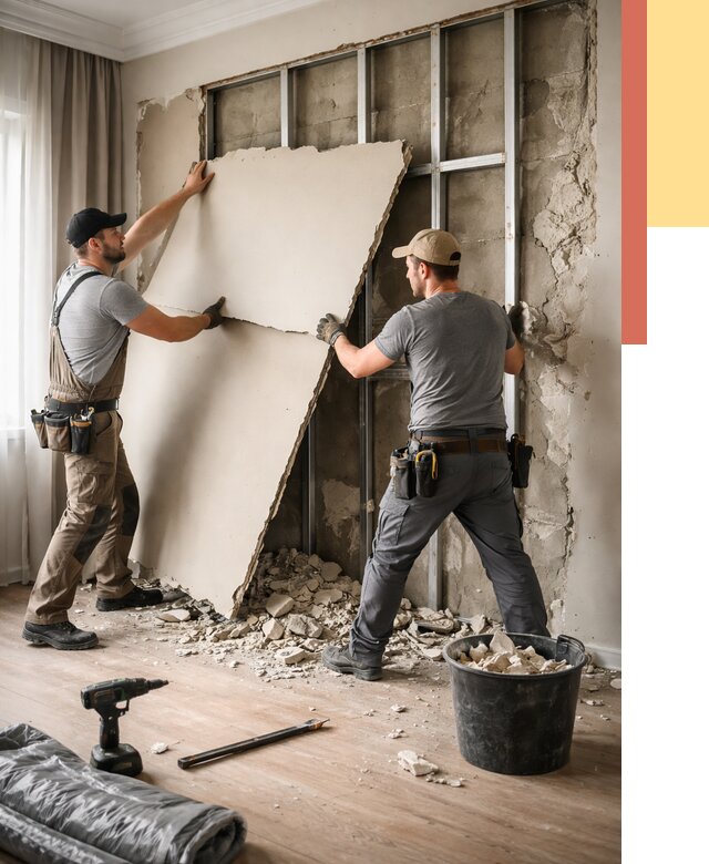 Демонтаж гипсокартона со стен в Котельниках от 372 руб. — услуги демонтажа | ОТДЕЛОЧНИК-Ктн