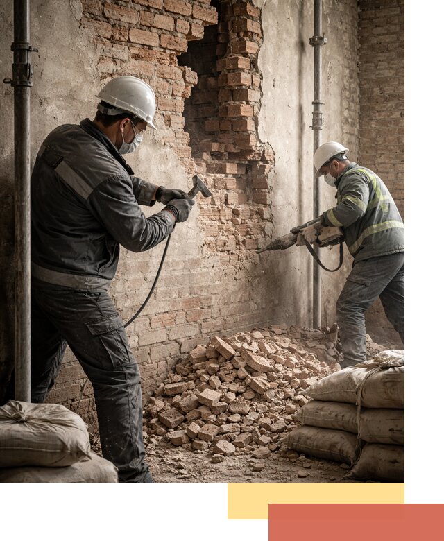 Демонтаж кирпичных стен в Котельниках быстро и безопасно