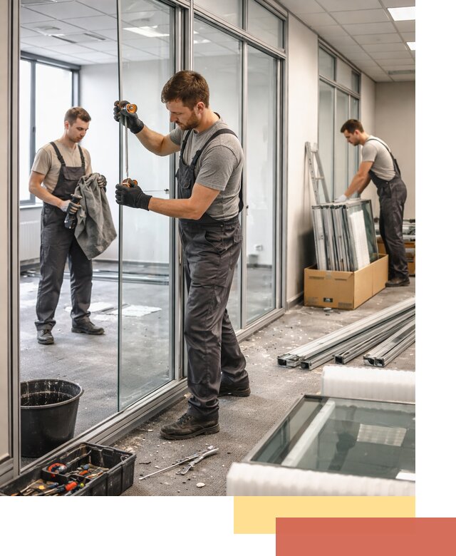 Демонтаж стеклянных перегородок в Котельниках быстро и безопасно