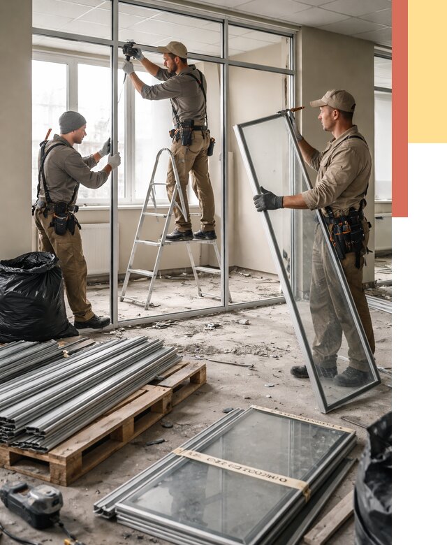 Демонтаж алюминиевых перегородок в Котельниках от 4460 руб. — быстро и недорого | ОТДЕЛОЧНИК-Ктн