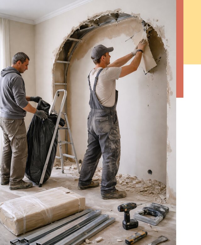 Демонтаж арки из гипсокартона в Котельниках от 3716 руб. — услуги под ключ | ОТДЕЛОЧНИК-Ктн