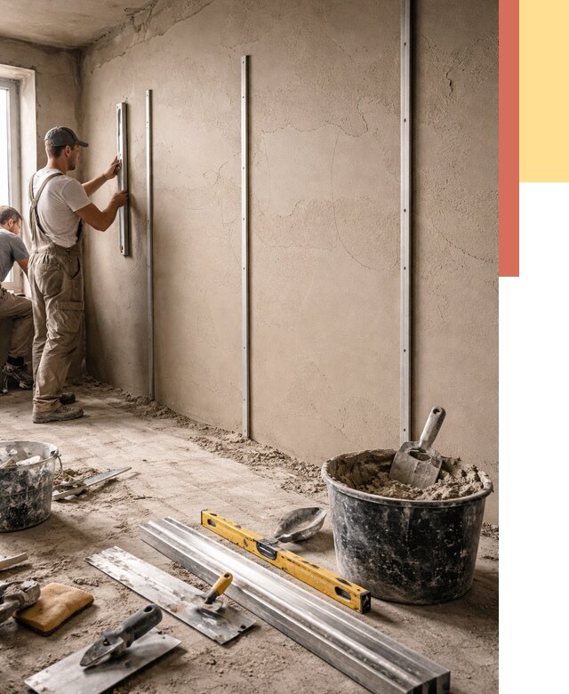 Штукатурка стен по маякам в Котельниках от 5840 руб./м² — выравнивание под ключ | ОТДЕЛОЧНИК-Ктн