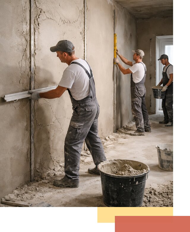 Штукатурка стен по маякам в Котельниках — точная и ровная поверхность