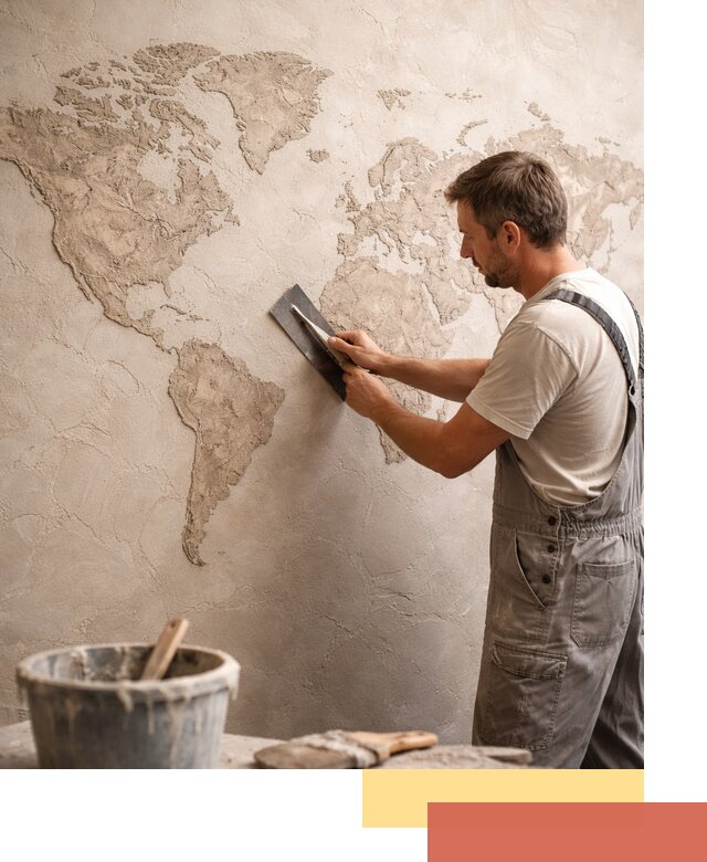 Декоративная штукатурка «Карта мира» под ключ в Котельниках