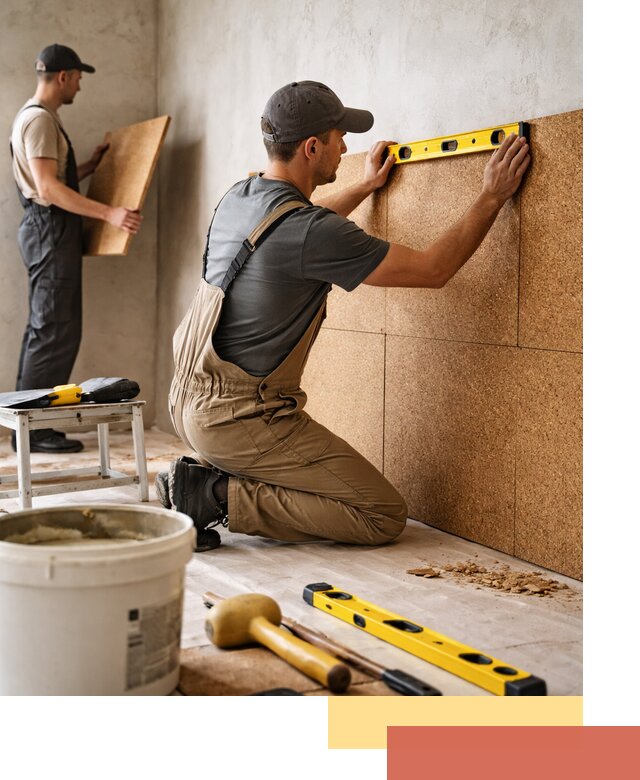 Монтаж пробковых панелей на стены в Котельниках быстро и качественно