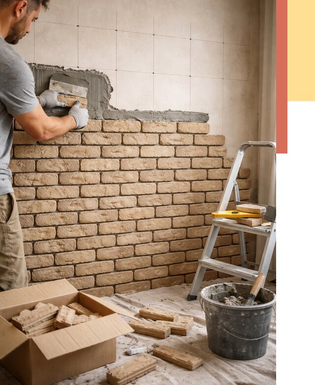 Монтаж декоративного кирпича в Котельниках от 3398 руб./м² — быстро и недорого | ОТДЕЛОЧНИК-Ктн