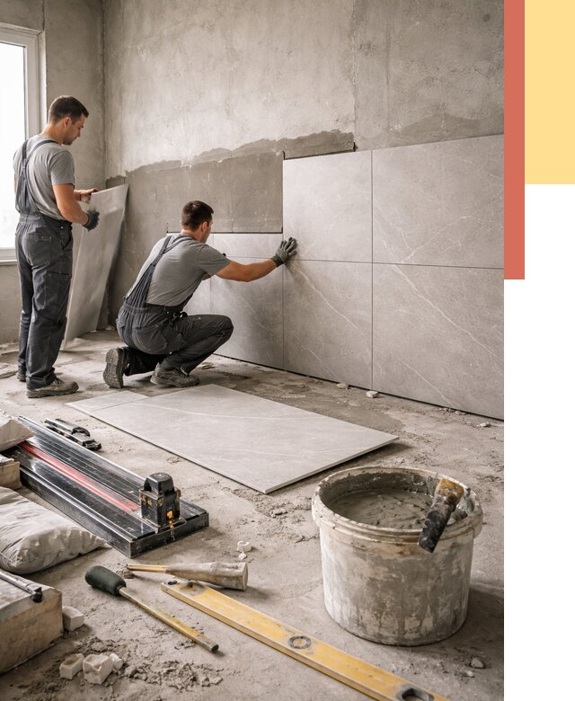 Облицовка стен керамогранитом в Котельниках от 4460 руб./м² — услуги под ключ | ОТДЕЛОЧНИК-Ктн