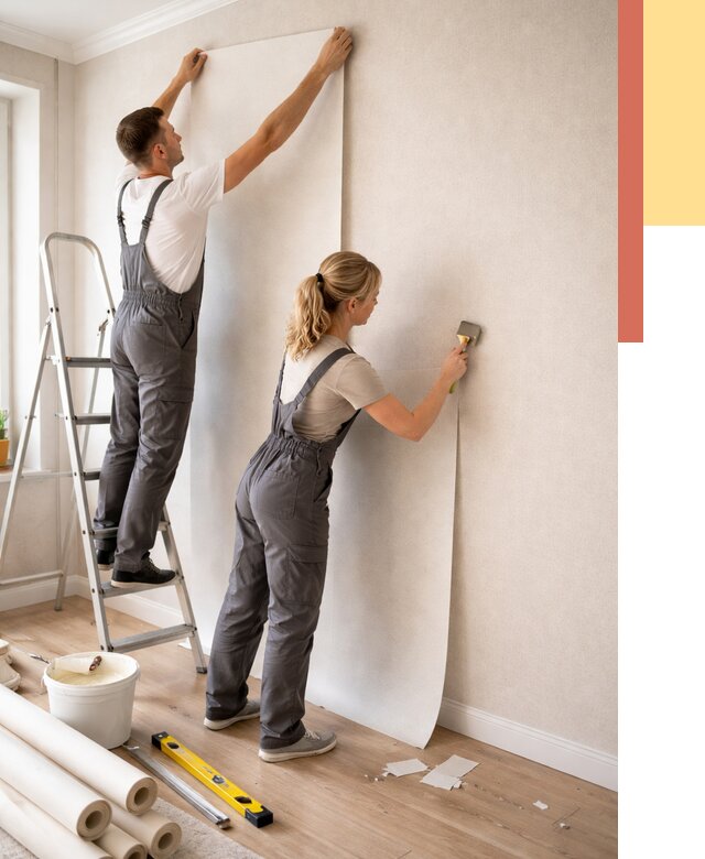 Поклейка флизелиновых обоев в Котельниках от 6371 руб. | Быстро и недорого — ОТДЕЛОЧНИК-Ктн