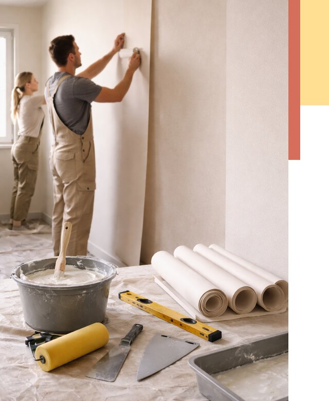 Поклейка бумажных обоев в Котельниках от 5840 руб./м2 — быстро и недорого | ОТДЕЛОЧНИК-Ктн