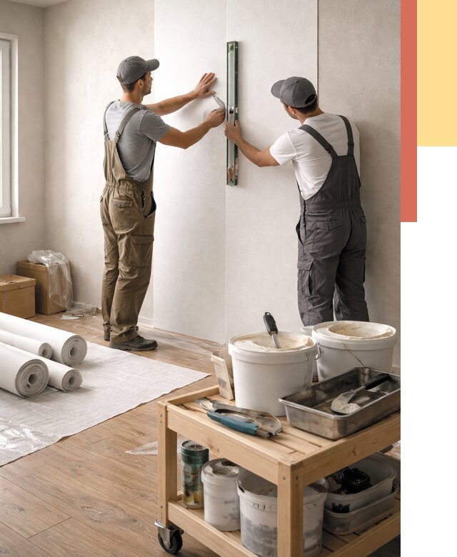 Поклейка стеклообоев в Котельниках от 6902 руб. за м2 — быстро и недорого | ОТДЕЛОЧНИК-Ктн