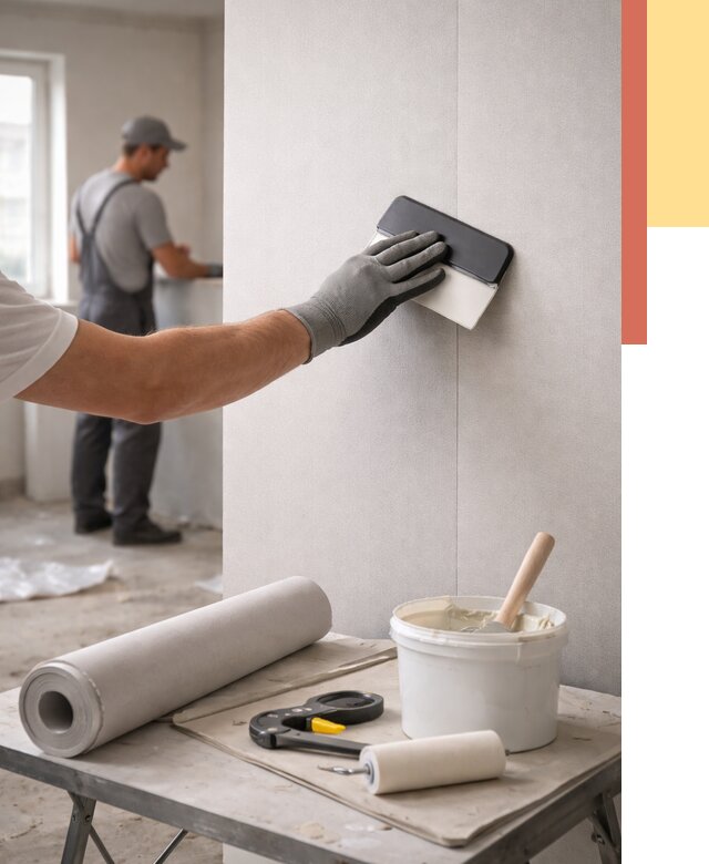 Поклейка обоев под покраску в Котельниках от 3716 руб. за м2 | ОТДЕЛОЧНИК-Ктн