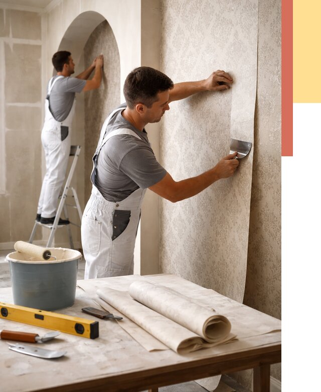 Поклейка обоев на сложные стены в Котельниках от 2973 руб. под ключ | ОТДЕЛОЧНИК-Ктн