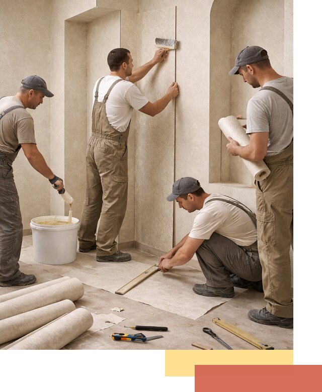 Поклейка обоев на сложные стены и неровные поверхности в Котельниках