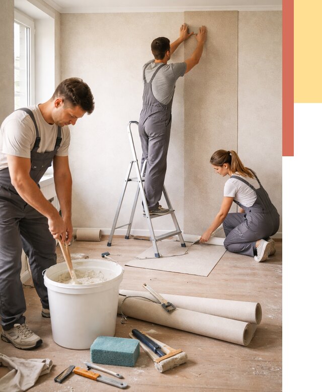 Оклейка стен обоями в Котельниках от 3716 руб/м2 — быстро и недорого | ОТДЕЛОЧНИК-Ктн