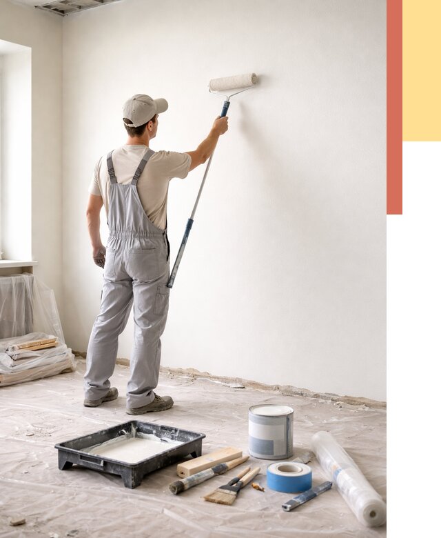 Покраска стен водоэмульсионной краской в Котельниках от 478 руб. за м² | ОТДЕЛОЧНИК-Ктн