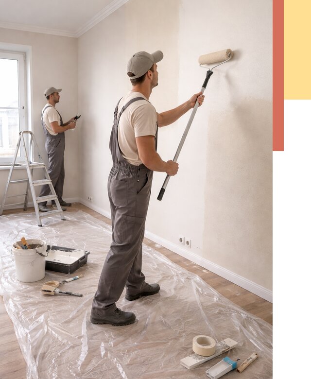 Покраска стен акриловой краской в Котельниках от 3716 руб./м² — быстро и недорого | ОТДЕЛОЧНИК-Ктн