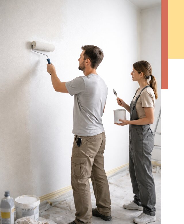 Окраска стен по стеклохолсту в Котельниках от 4778 руб/м² под ключ | ОТДЕЛОЧНИК-Ктн