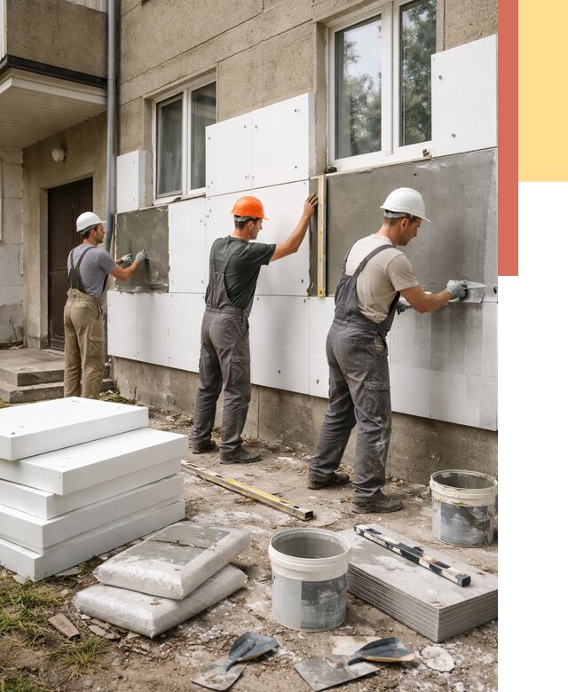 Утепление стен пенопластом в Котельниках от 1858 руб. — недорого и под ключ | ОТДЕЛОЧНИК-Ктн