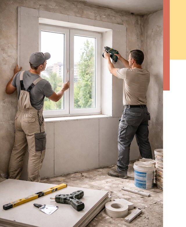 Монтаж откосов из гипсокартона в Котельниках от 4778 руб. под ключ | ОТДЕЛОЧНИК-Ктн