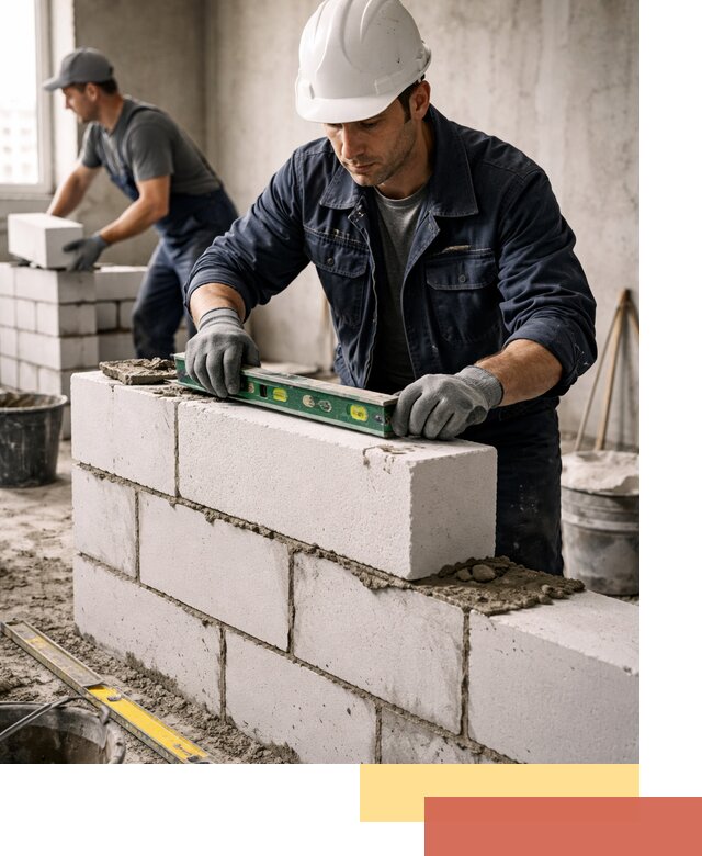 Кладка перегородок из пеноблока под ключ в Котельниках