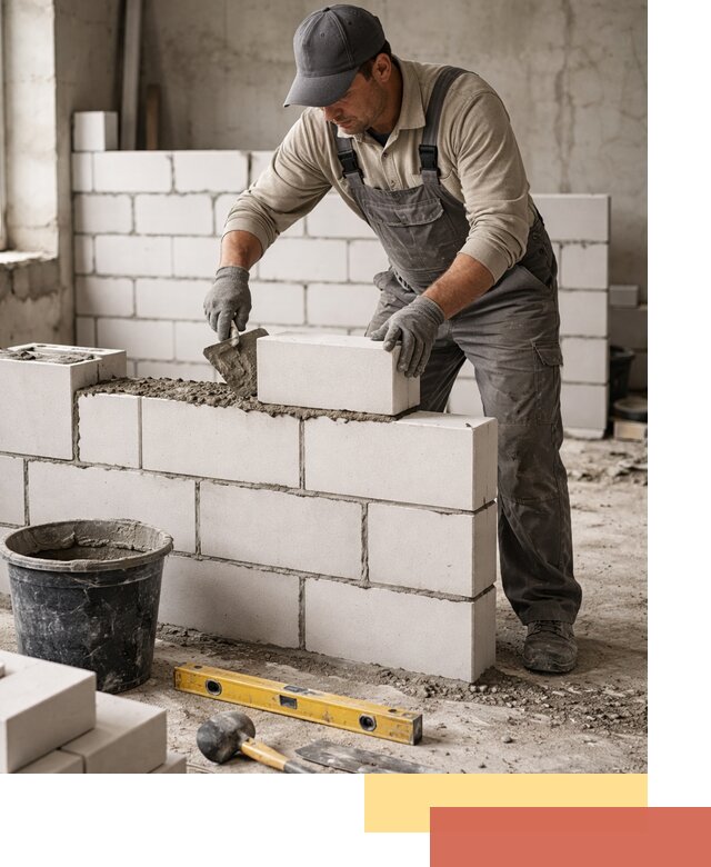 Кладка перегородок из силикатного блока в Котельниках