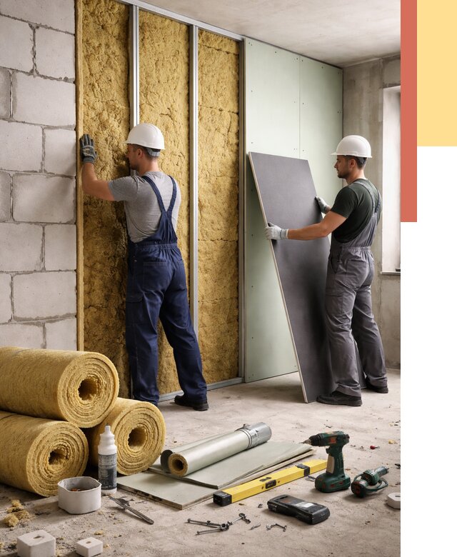 Шумоизоляция перегородок из блоков в Котельниках от 1964 руб./м² — быстро и недорого | ОТДЕЛОЧНИК-Ктн