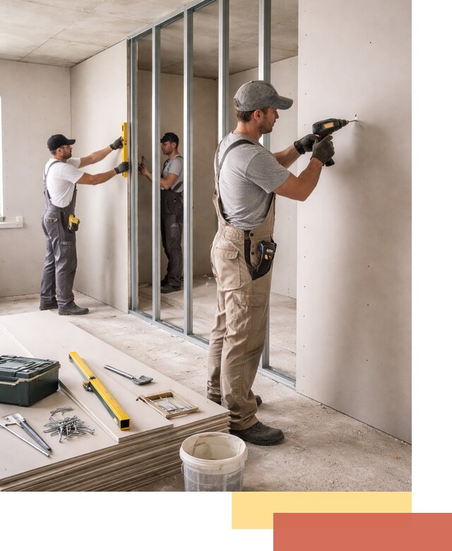 Однослойная перегородка из гипсокартона в Котельниках под ключ, монтаж и отделка