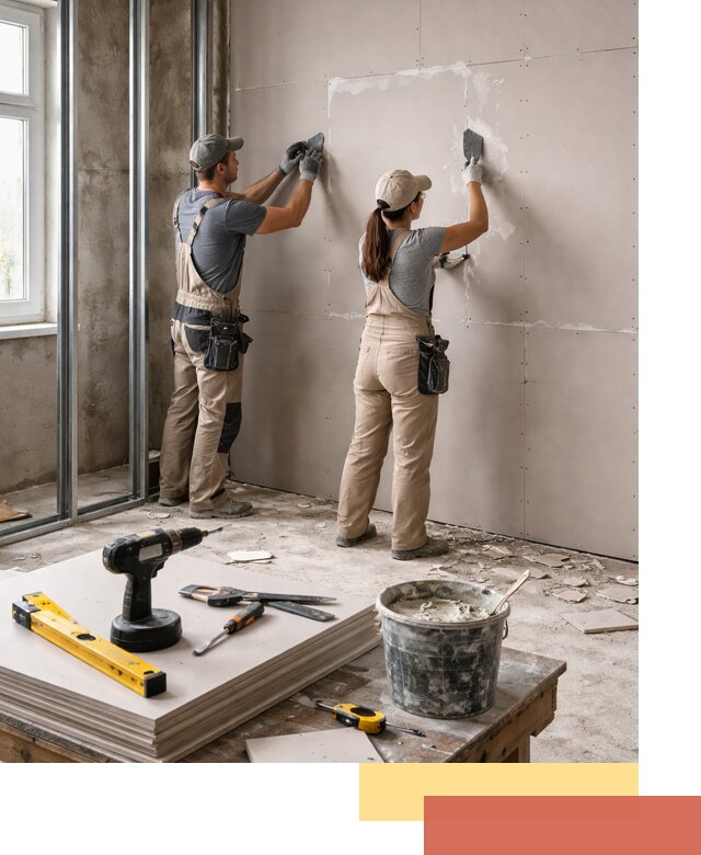 Монтаж двухслойной перегородки из гипсокартона в Котельниках