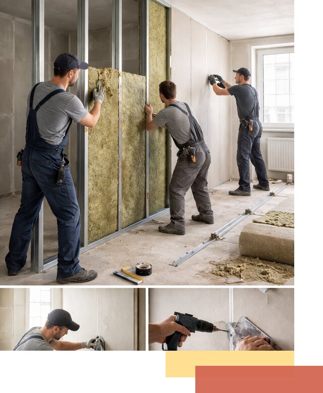 Перегородка из гипсокартона с шумоизоляцией в Котельниках — монтаж под ключ