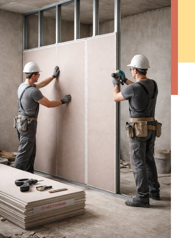 Перегородка из огнестойкого гипсокартона в Котельниках от 1964 руб. под ключ | ОТДЕЛОЧНИК-Ктн