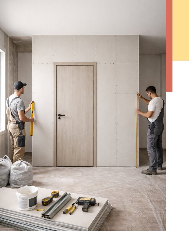 Перегородка из гипсокартона с дверью в Котельниках от 4778 руб. под ключ | ОТДЕЛОЧНИК-Ктн