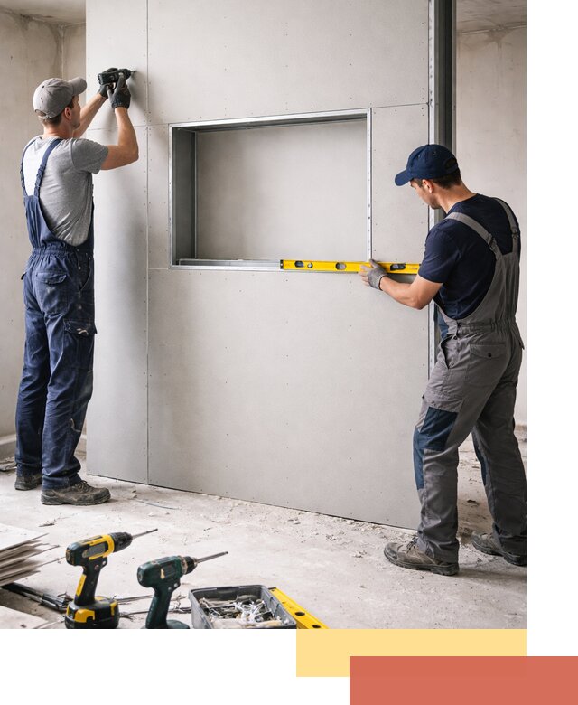 Перегородка из гипсокартона с нишей под декор в Котельниках