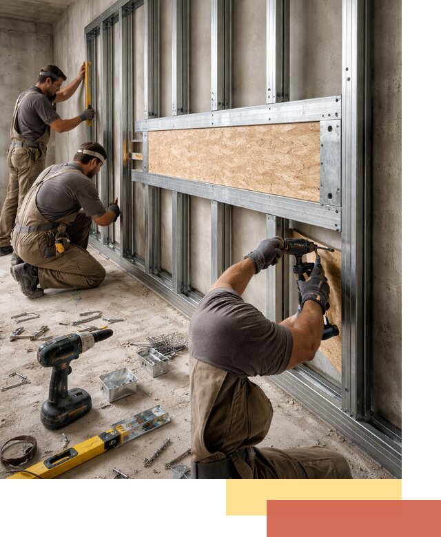 Усиленная перегородка для крепления тяжёлых конструкций в Котельниках