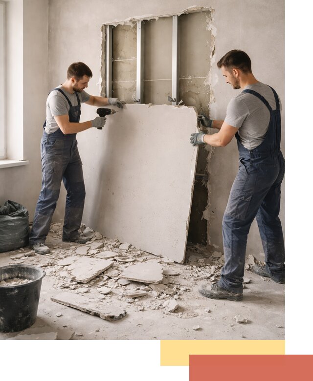 Демонтаж перегородки из гипсокартона в Котельниках быстрый и аккуратный