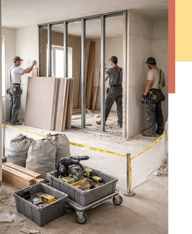 Перенос гипсокартонной перегородки в Котельниках под ключ от 4778 руб. | Демонтаж и монтаж – ОТДЕЛОЧНИК-Ктн