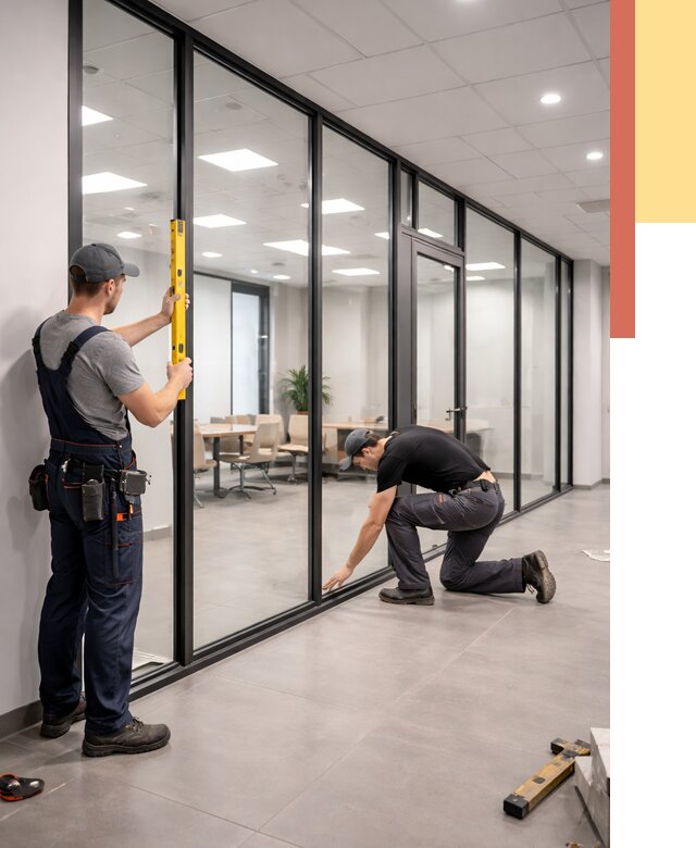 Каркасные стеклянные перегородки в Котельниках под ключ от 9769 руб. | ОТДЕЛОЧНИК-Ктн