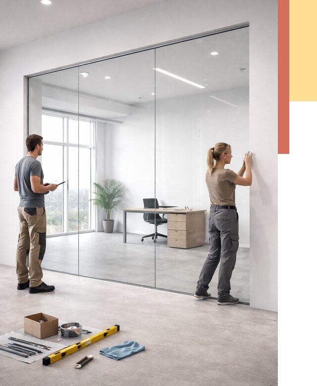 Перегородки из закаленного стекла в Котельниках от 10087 руб. под ключ | ОТДЕЛОЧНИК-Ктн