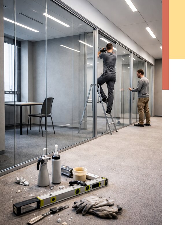 Стеклянные офисные перегородки в Котельниках от 9025 руб. — монтаж и установка | ОТДЕЛОЧНИК-Ктн