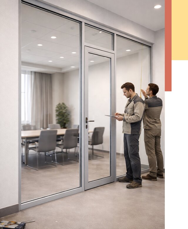 Установка и монтаж алюминиевых перегородок со стеклом в Котельниках от 8707 руб. | ОТДЕЛОЧНИК-Ктн