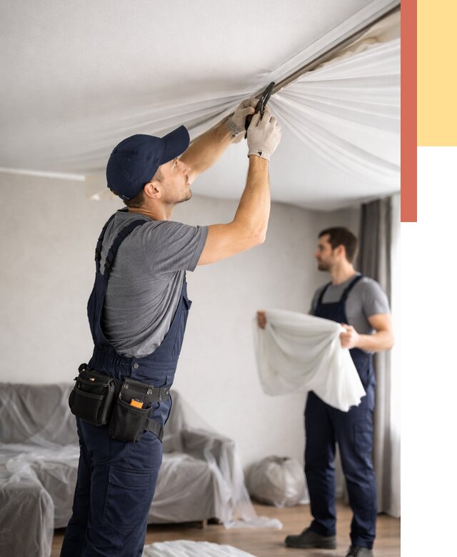 Демонтаж натяжного потолка в Котельниках от 4778 руб. — снятие и разбор под ключ | ОТДЕЛОЧНИК-Ктн