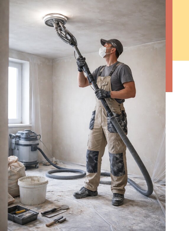 Шлифовка потолка в Котельниках от 3716 руб. — услуги шлифования потолка | ОТДЕЛОЧНИК-Ктн