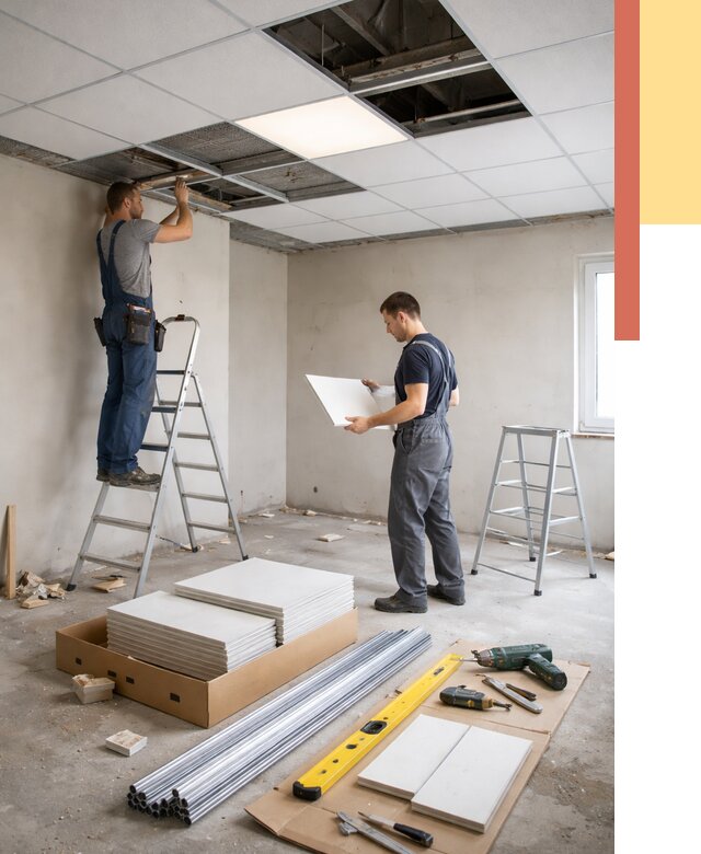 Монтаж потолка армстронг в Котельниках от 4778 руб/м2 — быстрая установка под ключ | ОТДЕЛОЧНИК-Ктн