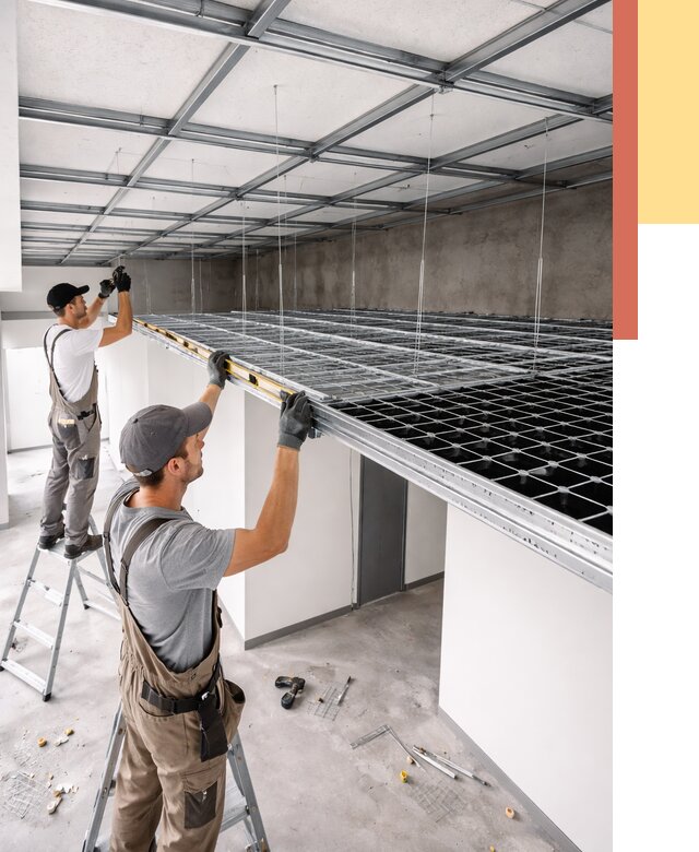 Монтаж потолка грильято в Котельниках от 478 руб./м² — быстрая сборка под ключ | ОТДЕЛОЧНИК-Ктн