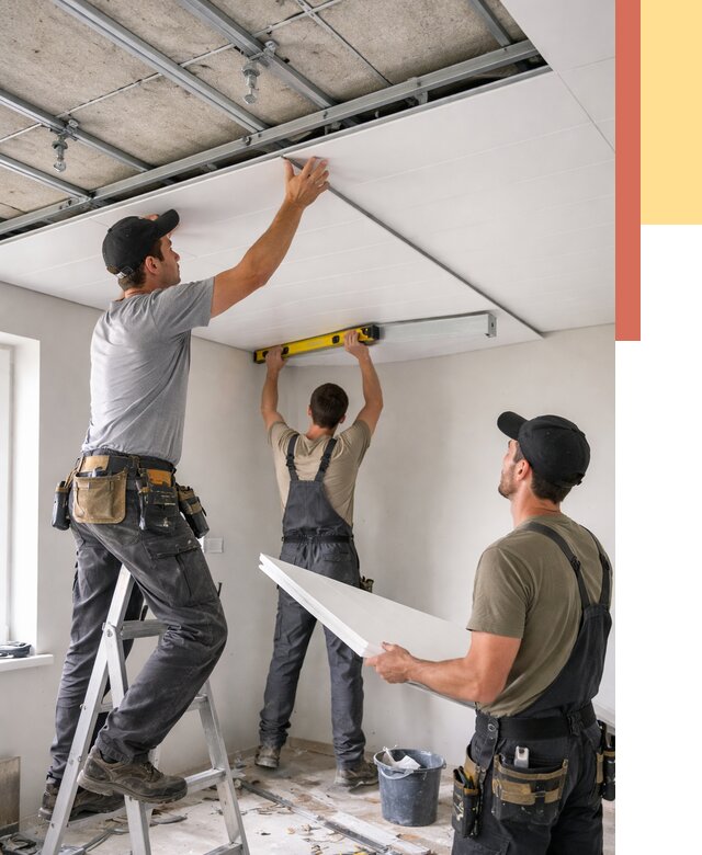 Монтаж потолка из ПВХ панелей в Котельниках от 3716 руб./м2 — быстро и недорого | ОТДЕЛОЧНИК-Ктн