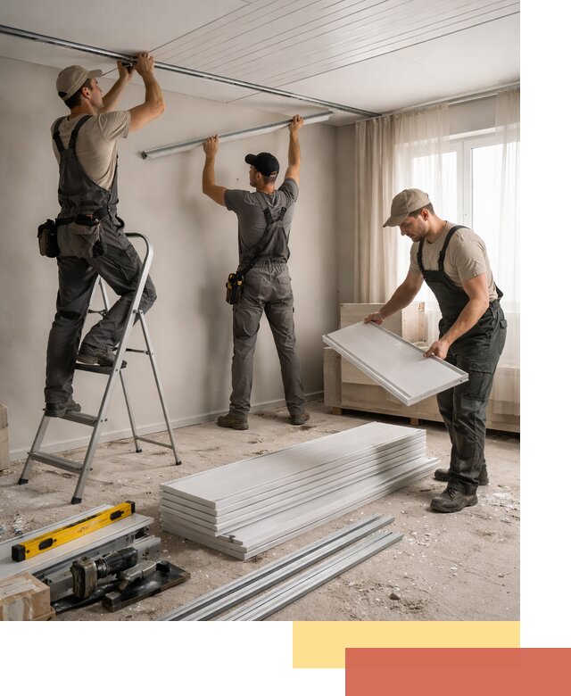 Монтаж потолка из ПВХ панелей в Котельниках оперативно и качественно