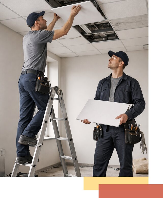 Обслуживание подвесного потолка в Котельниках — ремонт и чистка