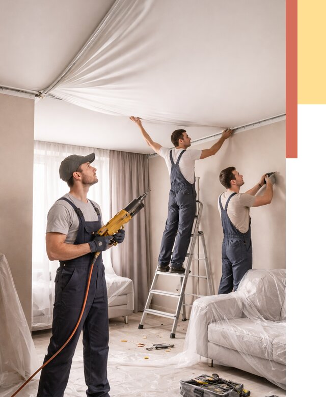 Установка натяжного потолка в Котельниках от 4778 руб. | Быстро и недорого — ОТДЕЛОЧНИК-Ктн